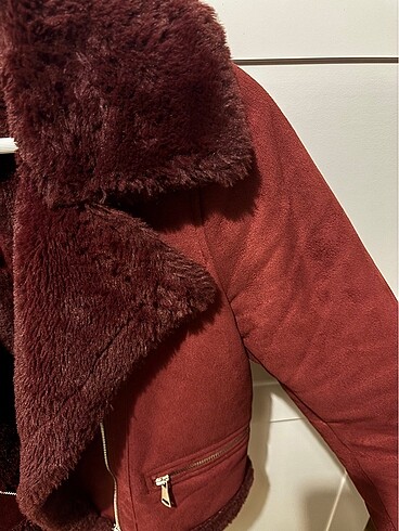 Pull&bear içi kürklü suni süet ceket - Görsel 7