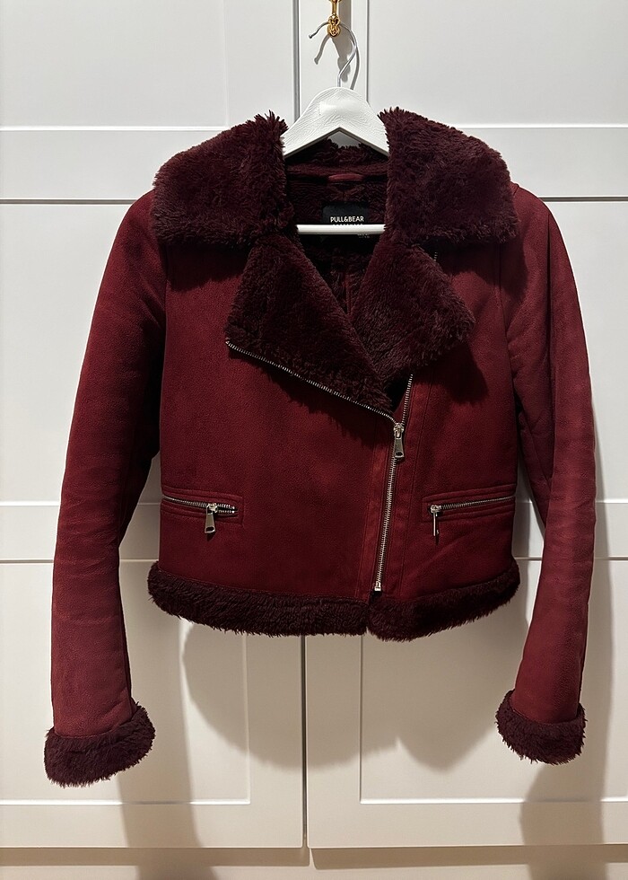 Pull&bear içi kürklü suni süet ceket - Görsel 2