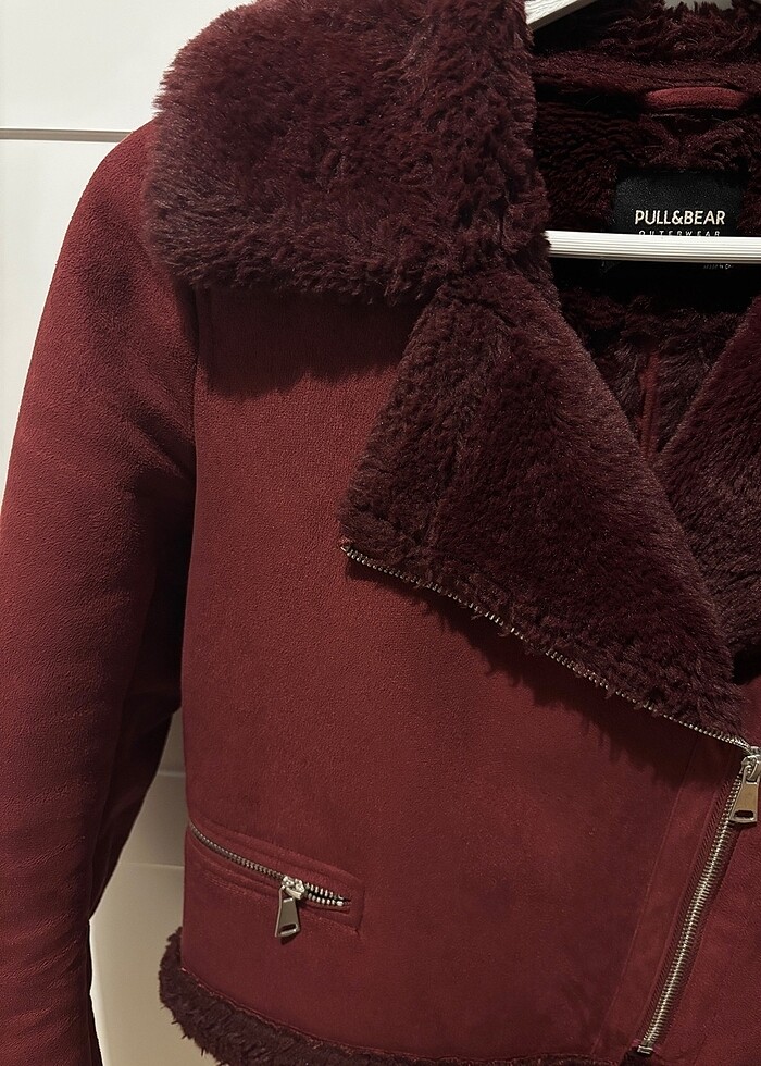Pull&bear içi kürklü suni süet ceket - Görsel 3