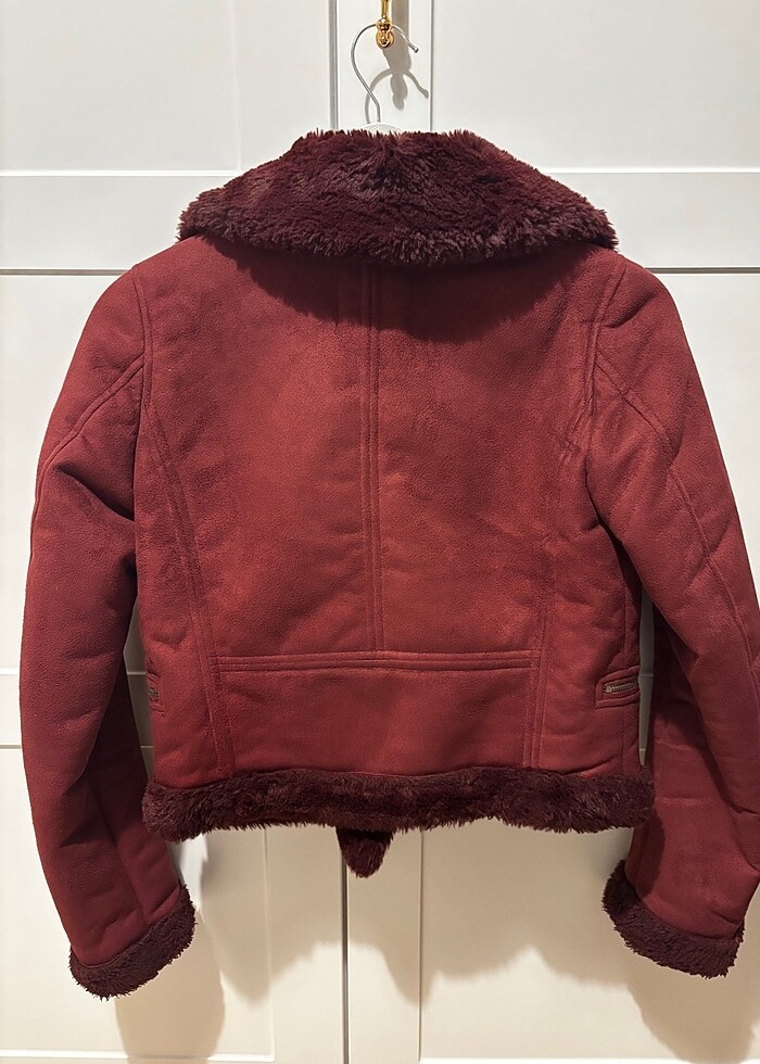 Pull&bear içi kürklü suni süet ceket - Görsel 5