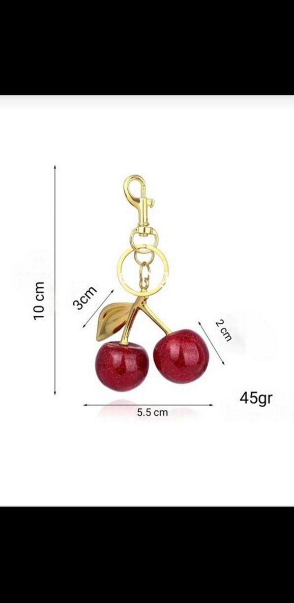 Parlak Kırmızı Kiraz Figürlü Anahtarlık - Görsel 2
