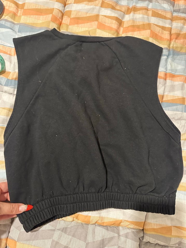 Zara Siyah Kolsuz Crop Top Yüksek Yaka - Görsel 4