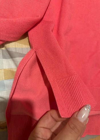 İpekyol Pembe V Yaka Kadın Pamuklu Salaş Kazak - Görsel 4