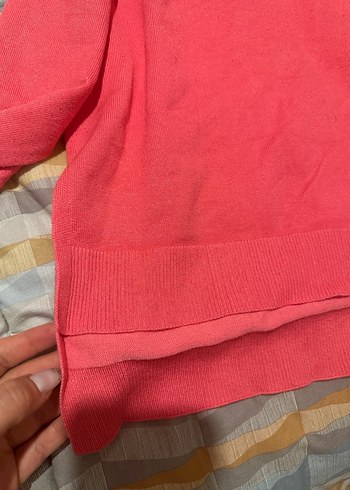 İpekyol Pembe V Yaka Kadın Pamuklu Salaş Kazak - Görsel 3