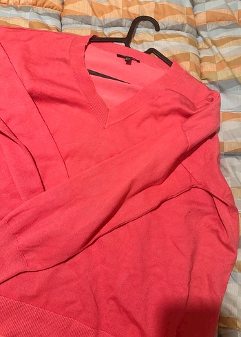 İpekyol Pembe V Yaka Kadın Pamuklu Salaş Kazak - Görsel 5