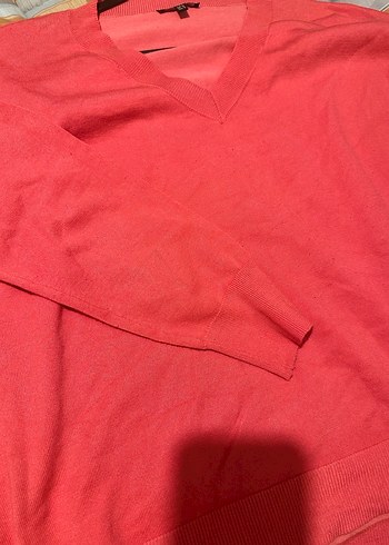 İpekyol Pembe V Yaka Kadın Pamuklu Salaş Kazak - Görsel 6