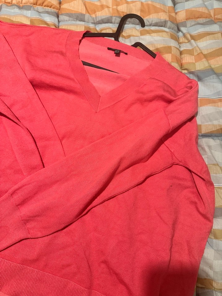 İpekyol Pembe V Yaka Kadın Pamuklu Salaş Kazak - Görsel 5