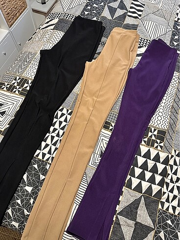 Zara 3 ayrı renk fitilli rahat pantolon
