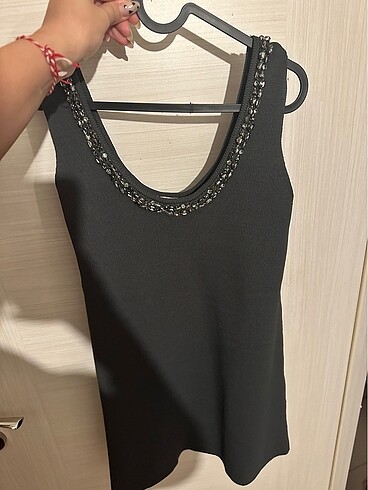 Zara taşlı triko elbise