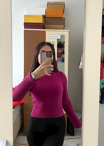 Sırt dekolteli triko kazak - Görsel 3