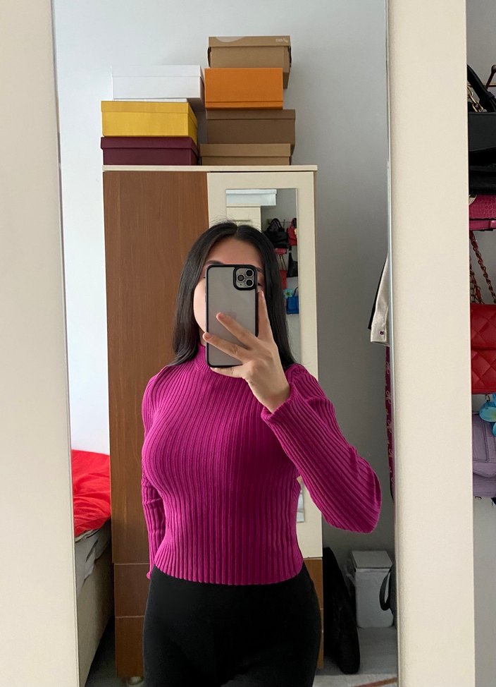 Sırt dekolteli triko kazak - Görsel 2