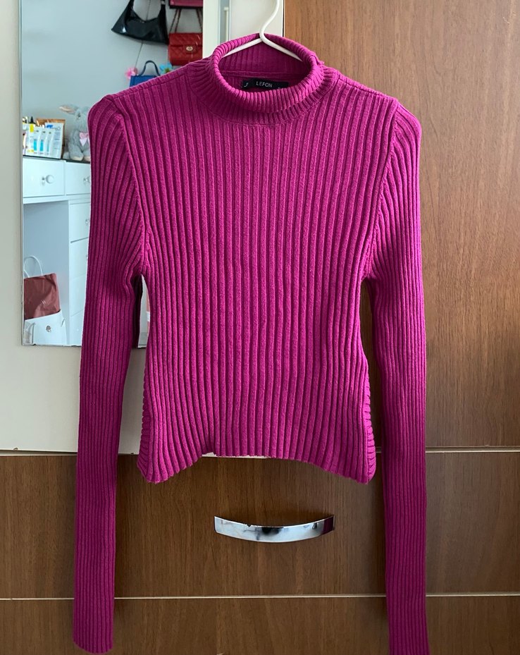 Sırt dekolteli triko kazak - Görsel 4