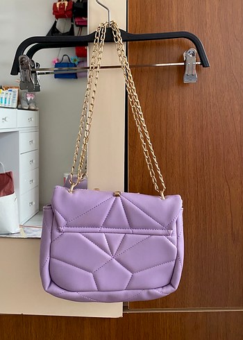 Mor Zincir Detaylı Deri Kadın Çanta - Görsel 2