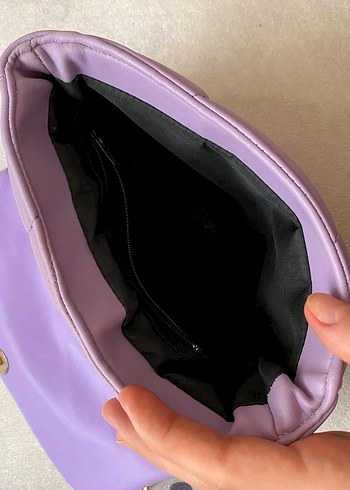 Mor Zincir Detaylı Deri Kadın Çanta - Görsel 4