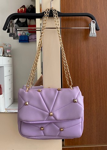 Mor Zincir Detaylı Deri Kadın Çanta - Görsel 5
