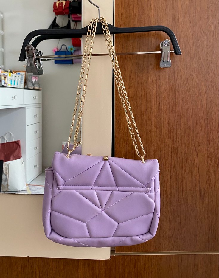 Mor Zincir Detaylı Deri Kadın Çanta - Görsel 2