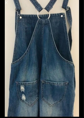 Mavi Kot Kısa Askılı Tulum&straplezbelbise - Görsel 4