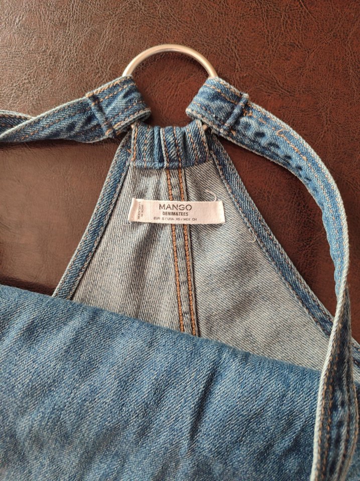 Mavi Kot Kısa Askılı Tulum&straplezbelbise - Görsel 3