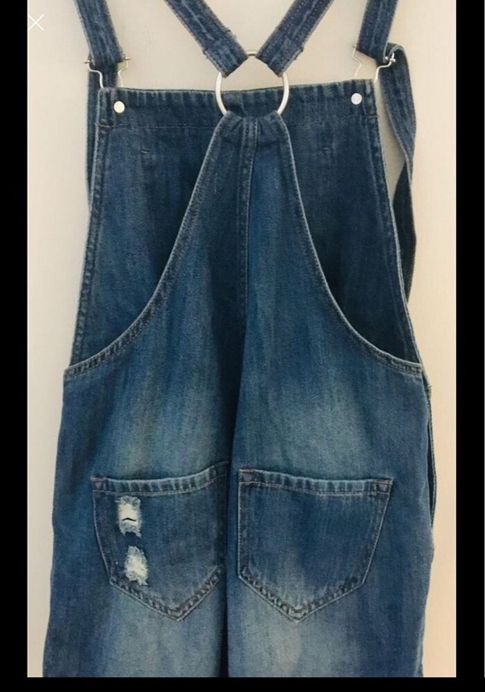 Mavi Kot Kısa Askılı Tulum&straplezbelbise - Görsel 4