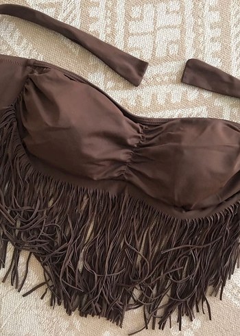 Victoria s Secret Püsküllü Kahverengi Bohem Bikini Üstü