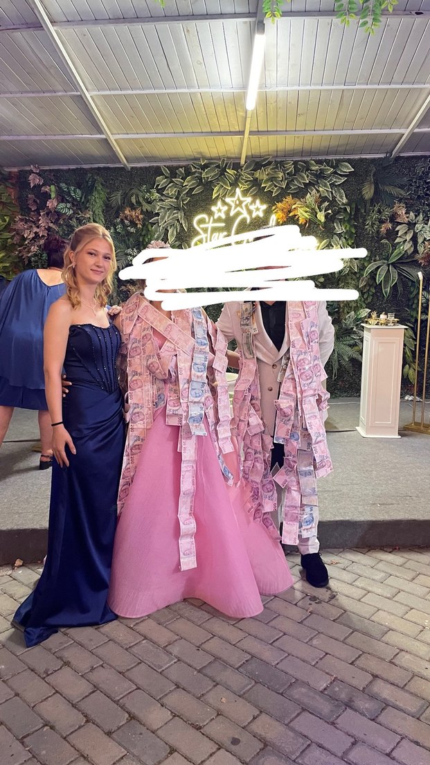 Mavi Parlak Boncuk Detaylı Straplez Midi Abiye - Görsel 2