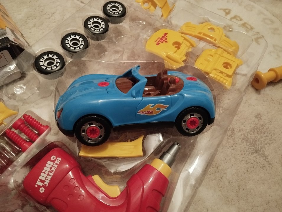 Mavi Oyuncak Araba Montaj Seti - Görsel 2