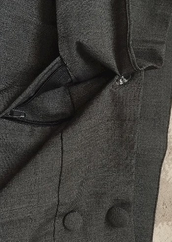 Gri Kadın Kumaş Pantolon, Kemerli, Normal Boy - Görsel 6