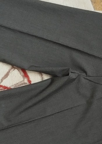 Gri Kadın Kumaş Pantolon, Kemerli, Normal Boy - Görsel 7