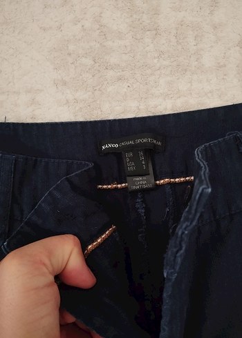 36 Beden Lacivert Kadın keten Pantolon