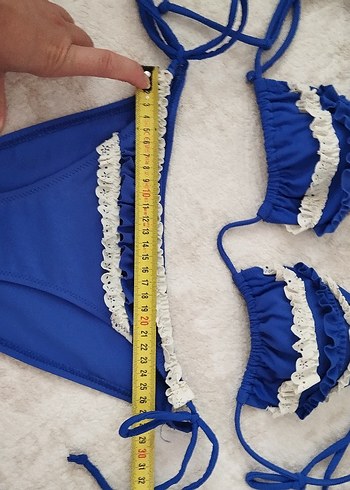 Fırfırlı Mavi Bohem Bikini Takımı