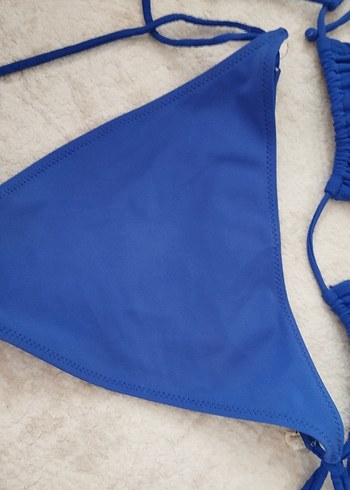 36 Beden mavi Renk Fırfırlı Mavi Bohem Bikini Takımı