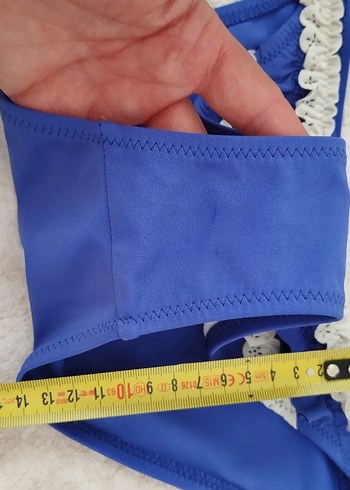 36 Beden Fırfırlı Mavi Bohem Bikini Takımı