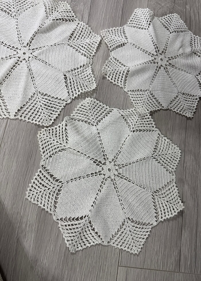 3 lü dantel sehpa örtüsü - Görsel 2