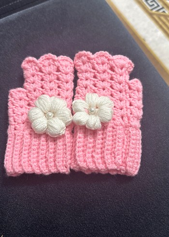 Pembe Örgü Bohem Kadın Eldiveni - Görsel 2