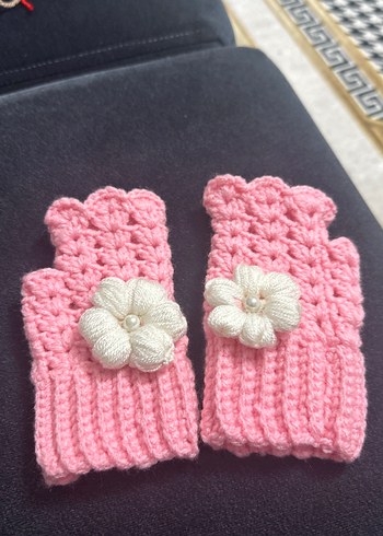 Pembe Örgü Bohem Kadın Eldiveni - Görsel 3