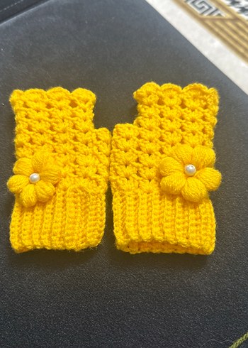 Sarı Örgü Bohem Parmaksız Eldiven - Görsel 2