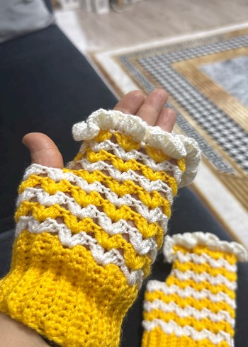 Renkli Örgü Bohem Kadın Eldiveni - Görsel 3