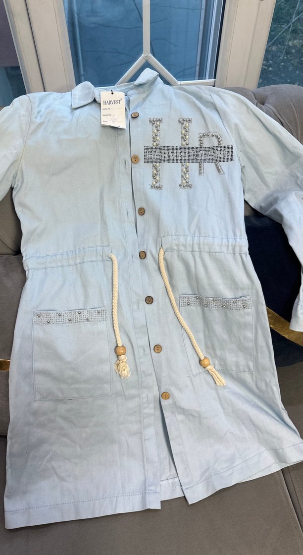 Uzun Denim Kadın Ceket - Görsel 2