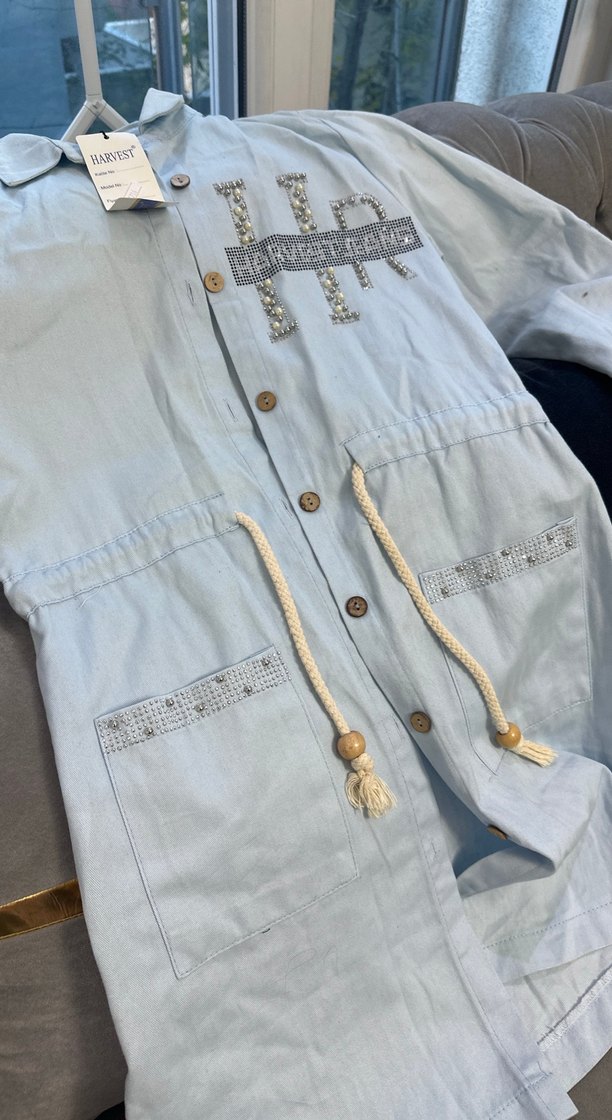 Uzun Denim Kadın Ceket - Görsel 5