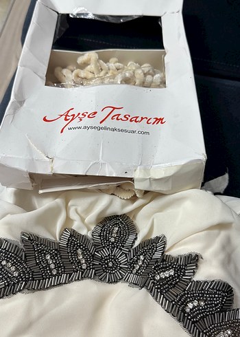 Boncuk İşlemeli Beyaz Bohem Gelin Aksesuarı - Görsel 5