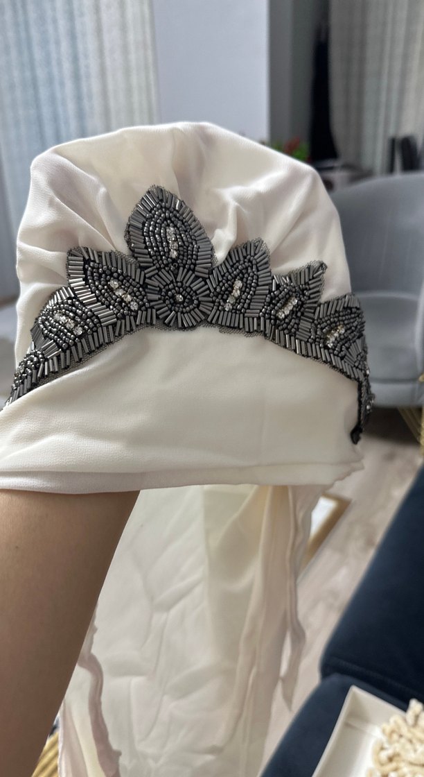 Boncuk İşlemeli Beyaz Bohem Gelin Aksesuarı - Görsel 3