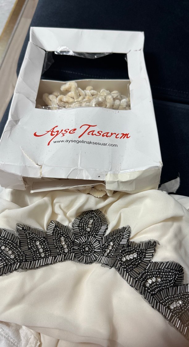 Boncuk İşlemeli Beyaz Bohem Gelin Aksesuarı - Görsel 5