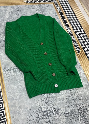 Yeşil Örgü Kadın Hırka - Görsel 2