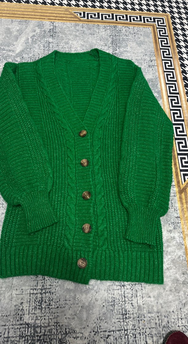 Yeşil Örgü Kadın Hırka - Görsel 4