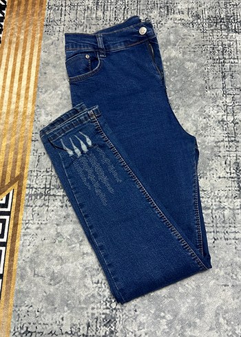 Kadın Mavi Denim Regular Fit Uzun Kot Pantolon - Görsel 6