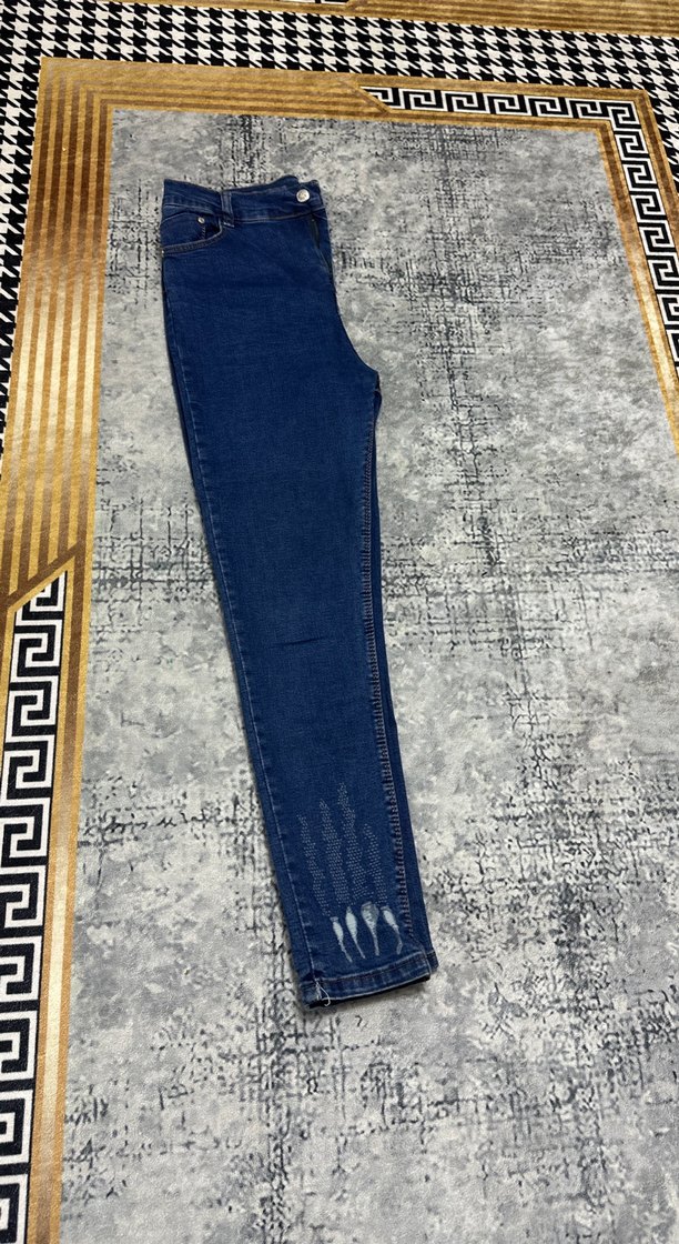 Kadın Mavi Denim Regular Fit Uzun Kot Pantolon - Görsel 3