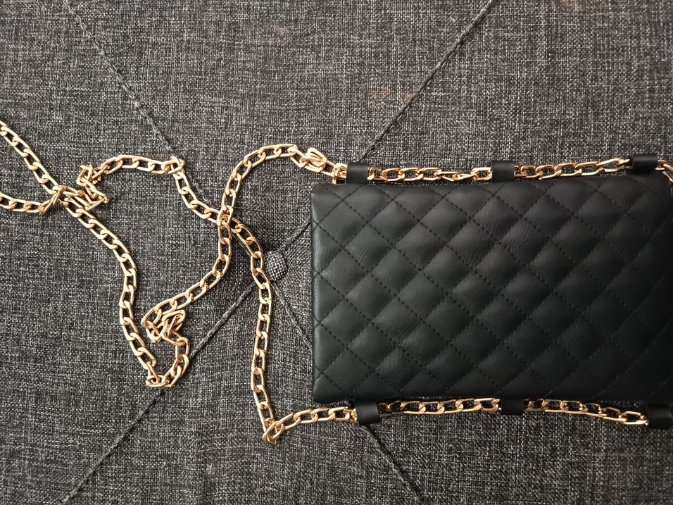 Zincir Detaylı Siyah Deri Kadın Çanta - Görsel 2