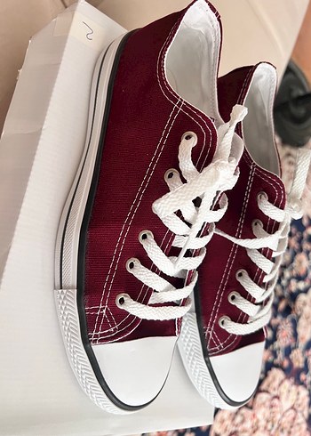 Bordo Bağcıklı Günlük Sneaker