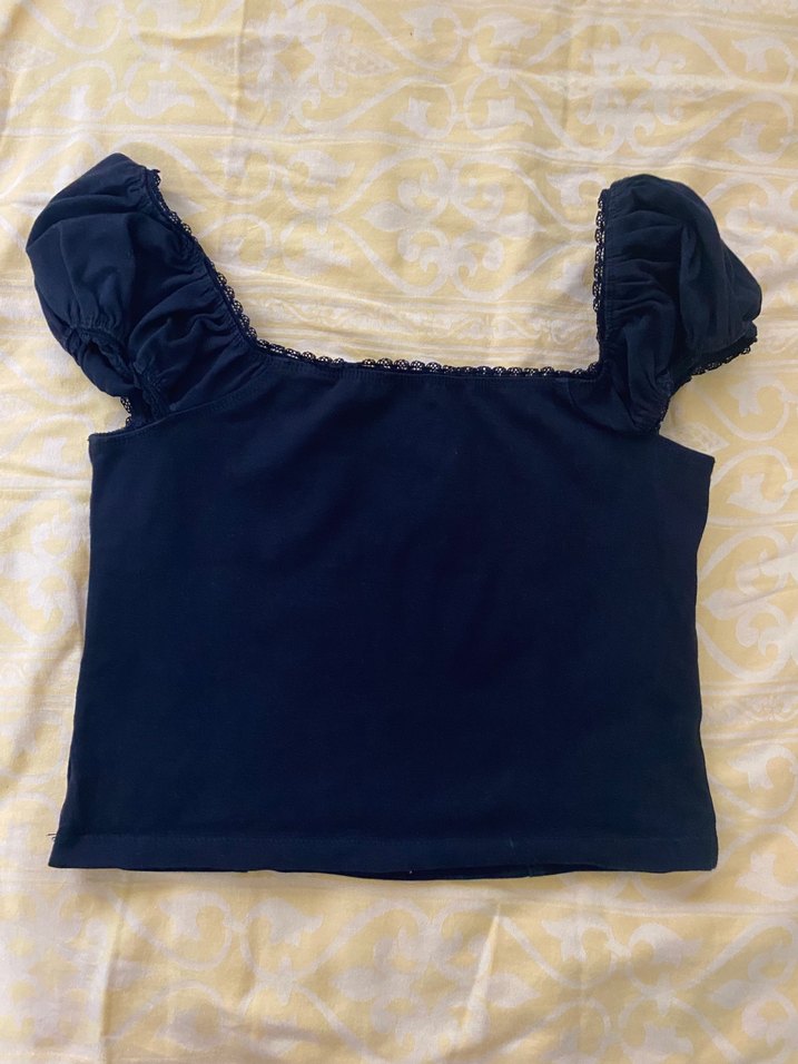 Siyah crop bluz - Görsel 3