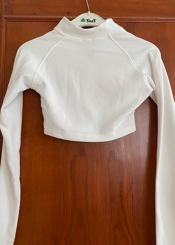 Beyaz Fermuarlı Crop Top - Görsel 3